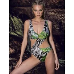 Träger Badeanzug ELASTINE Dschungel Print Von Nicole Olivier