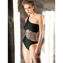 Assymetrischer Badeanzug ETOILER Schwarz-creme Von Nicole Olivier 1 Assymetrischer Badeanzug ETOILER Schwarz-creme Von Nicole Olivier