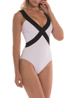 Träger Badeanzug MANOLO Von Nicole Olivier -Feine Unterwaesche Geschaft badeanzug manolo weiss nicole olivier 2