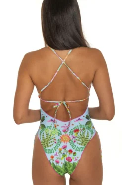 Badeanzug JUNGLE ATTITUDE Blau Von Pin-Up Stars -Feine Unterwaesche Geschaft badeanzug pb012i azurblau pin up stars 3