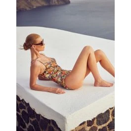 Badeanzug ZEBRA IN PARADISE Apricot Grün Von Fürstenberg 1 Badeanzug ZEBRA IN PARADISE Apricot Grün Von Fürstenberg