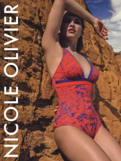 Träger Badeanzug MATOU Koralle-lila Von Nicole Olivier -Feine Unterwaesche Geschaft badeanzug rot lila matou nicole olivier 2