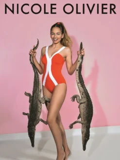 Träger Badeanzug MANUELA Koralle Von Nicole Olivier -Feine Unterwaesche Geschaft badeanzug rot manuela nicole olivier 2