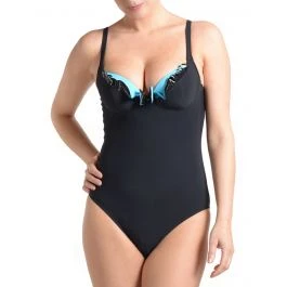 Träger-Badeanzug RHODA Schwarz-türkis Von Je Suis 1 Träger-Badeanzug RHODA Schwarz-türkis Von Je Suis