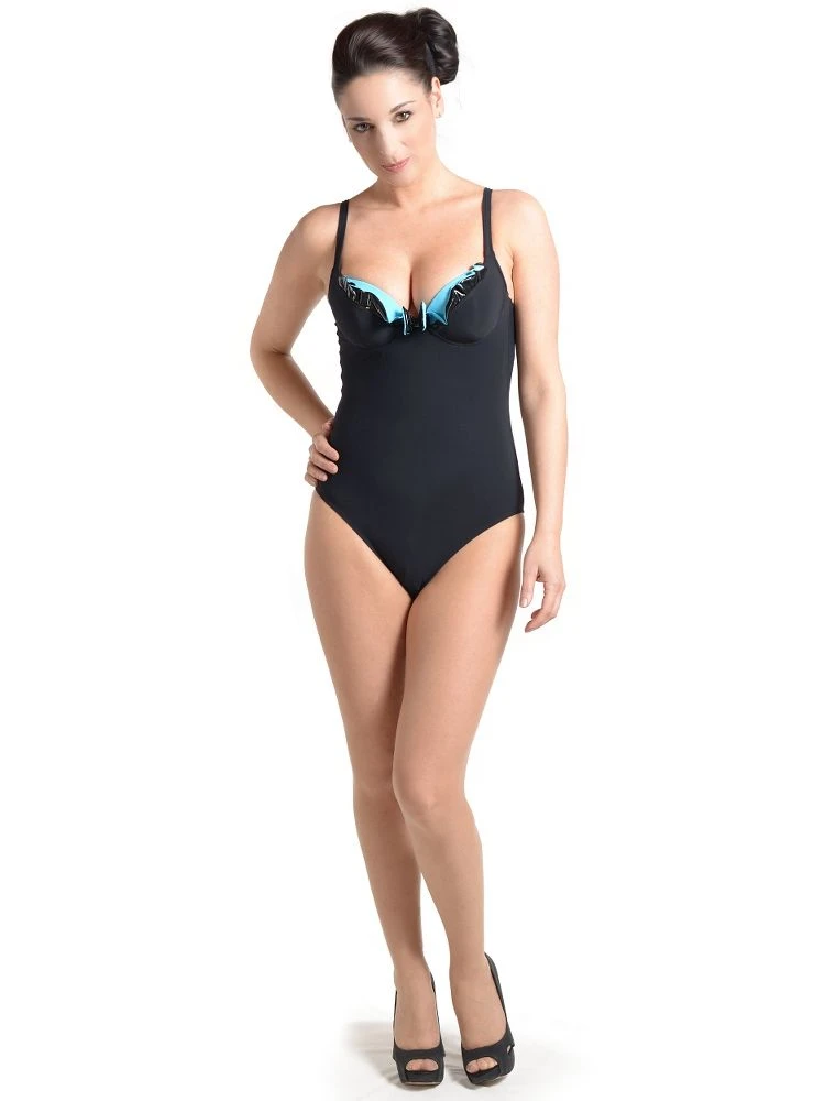 Träger-Badeanzug RHODA Schwarz-türkis Von Je Suis 2 Träger-Badeanzug RHODA Schwarz-türkis Von Je Suis – Bild 2