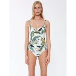 Badeanzug EXOTIC LEAVES Weiß Grün Von Fürstenberg