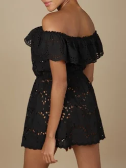 Baumwolle Lochspitze Sommerkleid GLADYS Schwarz Von Marjolaine -Feine Unterwaesche Geschaft baumwolle lochspitze sommerkleid gladys 7gla0201 schwarz marjolaine 1