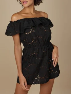 Baumwolle Lochspitze Sommerkleid GLADYS Schwarz Von Marjolaine -Feine Unterwaesche Geschaft baumwolle lochspitze sommerkleid gladys 7gla0201 schwarz marjolaine 2