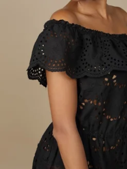 Baumwolle Lochspitze Sommerkleid GLADYS Schwarz Von Marjolaine -Feine Unterwaesche Geschaft baumwolle lochspitze sommerkleid gladys 7gla0201 schwarz marjolaine