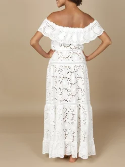 Baumwolle Lochspitze Sommerkleid GLADYS Von Marjolaine -Feine Unterwaesche Geschaft baumwolle lochspitze sommerkleid gladys 7gla3002 naturweiss marjolaine 1