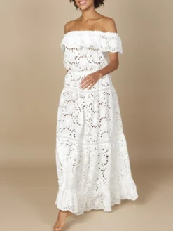 Baumwolle Lochspitze Sommerkleid GLADYS Von Marjolaine -Feine Unterwaesche Geschaft baumwolle lochspitze sommerkleid gladys 7gla3002 naturweiss marjolaine 2