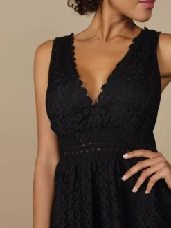 Baumwolle-Spitze Sommerkleid GITANE Schwarz Von Marjolaine -Feine Unterwaesche Geschaft baumwolle spitze sommerkleid gitane 8git3001 schwarz marjolaine