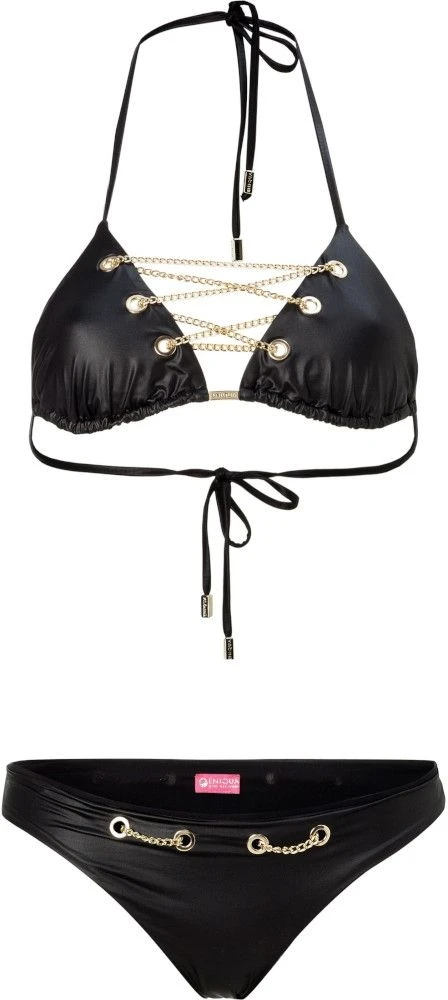 Triangel Bikini LACE UP BOUND BLACK LEATHER Von Eniqua 3 Triangel Bikini LACE UP BOUND BLACK LEATHER Von Eniqua – Bild 3