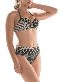 Neckholder Bikini MELBA-MELODIE Schwarz-creme Von Nicole Olivier -Feine Unterwaesche Geschaft bikini melba melodie schwarz weiss nicole olivier