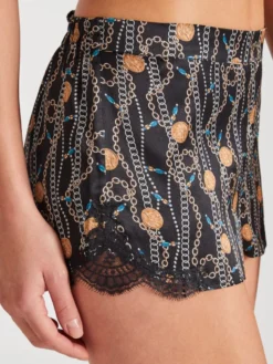 100% Seide Shorts TOI MON AMOUR Mit Print Von Aubade -Feine Unterwaesche Geschaft boxer short schwarz gold seide toi mon amour qs61 tresor aubade 2