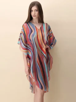 Chiffon Kaftan MULTICOLOR WAVES Bunt Von Luna Di Seta -Feine Unterwaesche Geschaft kaftan multicolor vlst60913 luna di seta 5