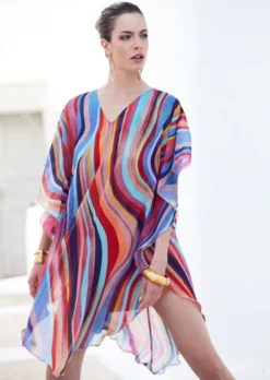 Chiffon Kaftan MULTICOLOR WAVES Bunt Von Luna Di Seta -Feine Unterwaesche Geschaft kaftan multicolor vlst60913 luna di seta 8