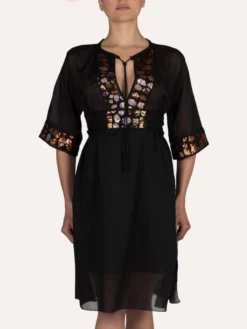 Strandkaftan FRESIA Mit Pailletten Von Cotton Club Mare -Feine Unterwaesche Geschaft kaftan schwarz fresia cotton club 12