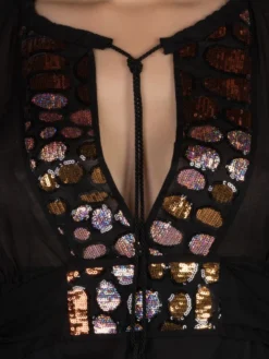 Strandkaftan FRESIA Mit Pailletten Von Cotton Club Mare -Feine Unterwaesche Geschaft kaftan schwarz fresia cotton club 6