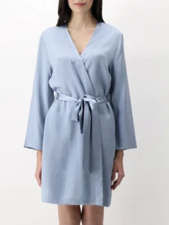 100% Seide Morgenmantel CLASSICO Von Luna Di Seta -Feine Unterwaesche Geschaft kimono kurz seide vlst08009 arctic luna di seta 2 1 1