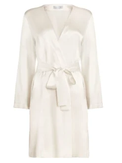 100% Seide Morgenmantel CLASSICO Von Luna Di Seta -Feine Unterwaesche Geschaft kimono kurz seide vlst08009 elfenbein weiss luna di seta 4 1 1