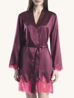 100% Seide Kimono SOIE D´AMOUR Mit Spitze Aubade -Feine Unterwaesche Geschaft kimono seide beere ms65 soie d amour aubade 5 1