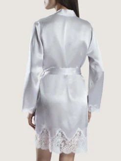 100% Seide Kimono SOIE D´AMOUR Mit Spitze Aubade -Feine Unterwaesche Geschaft kimono seide silber ms65 soie d amour aubade 2 1