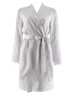 100% Seide Kimono SOIE D´AMOUR Mit Spitze Aubade -Feine Unterwaesche Geschaft kimono seide silber ms65 soie d amour aubade 1
