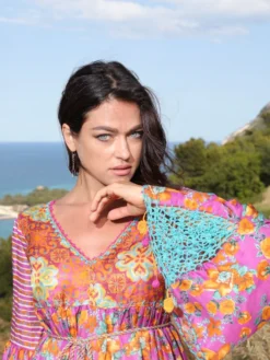 Seidenbatist Strandkleid NARCISO LILLA Von Laetitia Beachwear -Feine Unterwaesche Geschaft kleid lila n141 lila laettia 12