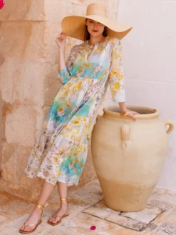 Strandkleid PANAREA Limette-türkis Von Eva B. Bitzer -Feine Unterwaesche Geschaft kleid lime 12311076 eva b bitzer 3