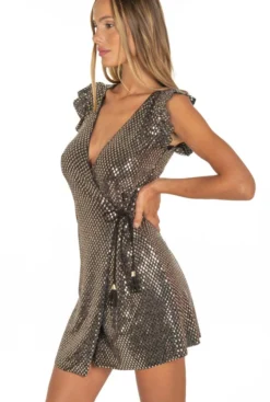 Strandkleid MIRROR RHOMBUS Schwarz Gold Von Pin-Up Stars -Feine Unterwaesche Geschaft kleid pb068a schwarz pin up stars 2