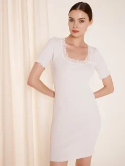 70% Seide 30% Baumwolle Kurzarm Nachthemd RIPP Von Eva B. Bitzer -Feine Unterwaesche Geschaft kurzarm nachtshirt champagner 27338267 jersey rip eva b bitzer 1