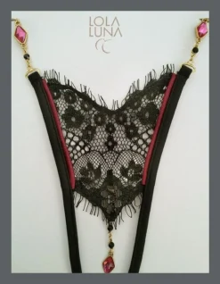 Lola Luna String JOSEPHINE OPEN Schwarz Ouvert -Feine Unterwaesche Geschaft lola luna ouvert string josephine open schwarz pink 3 1