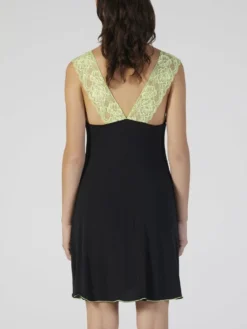 Modal Neglige Mit Spitze Kurz Schwarz-apfelgrün Von Verdiani -Feine Unterwaesche Geschaft modal neglige kurz schwarz 4510 verdiani 2