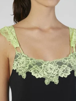 Modal Neglige Mit Spitze Kurz Schwarz-apfelgrün Von Verdiani -Feine Unterwaesche Geschaft modal neglige kurz schwarz 4510 verdiani