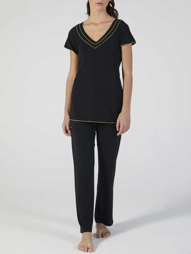 Modal Pyjama Schwarz-kiwigrün Von Verdiani 2 Modal Pyjama Schwarz-kiwigrün Von Verdiani – Bild 2