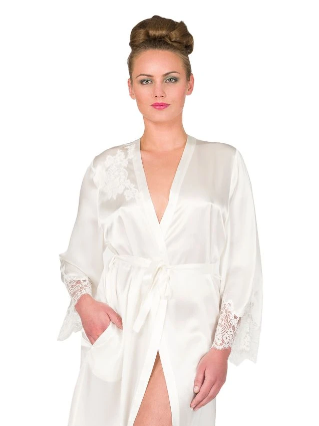 Seide Morgenmantel JARDIN Kurz Von Marjolaine 2 Seide Morgenmantel JARDIN Kurz Von Marjolaine – Bild 2