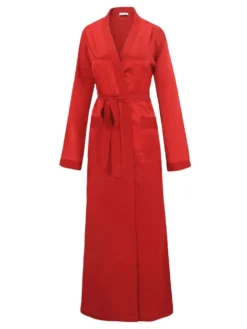 100% Seide Morgenmantel Lang KLASSIK SATIN Von Eva B. Bitzer -Feine Unterwaesche Geschaft morgenmantel seide rubinrot 27319873 eva bitzer 3