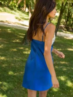 100% Seide Nachthemd MARJOLIE No. 1 Von Marjolaine -Feine Unterwaesche Geschaft nachthemd seide 3mar0101 royalblau weiss marjolaine 2 6 1