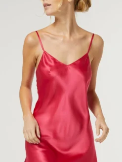 100% Seide Nachthemd CAROLINE Uni Von Vivis -Feine Unterwaesche Geschaft nachthemd seide caroline v00003 geranio rot vivis 1