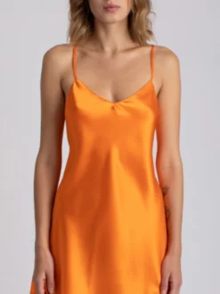 100% Seide Nachthemd CAROLINE Uni Von Vivis -Feine Unterwaesche Geschaft nachthemd seide caroline v00003 mandarine orange vivis 1