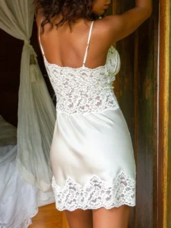 Stretchseide Negligé OKSO Naturweiss Von Marjolaine -Feine Unterwaesche Geschaft nachthemd seide okso 8oks0101 naturweiss 0074 marjolaine