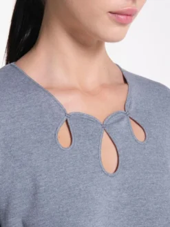 Soft Cotton Nachtkleid WKND No. 15 Grau Lang Von Verdiani -Feine Unterwaesche Geschaft nachtkleid bio baumwolle grau 3815 weekend verdiani 3