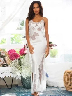 100% Seide Neglige MELINDA Lang Von Marjolaine -Feine Unterwaesche Geschaft nachtkleid lang seide melinda 4mel3003 naturweiss marjolaine 1 1