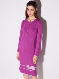 Modal Nachthemd Mit Knopfleiste Von Chiara Fiorini -Feine Unterwaesche Geschaft nachtkleid langarm kurz mosto beere cf1375 chiara fiorini