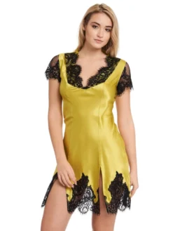 Seide Nachtkleid MAILIN Mit Spitze Von GATTINA -Feine Unterwaesche Geschaft nachtkleid seide 393323 juicy green gattina