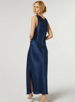100% Seide Nachtkleid LEONA Mit Spitze Von Vivis -Feine Unterwaesche Geschaft nachtkleid seide lang v00586 leona nachtblau vivis 1 2