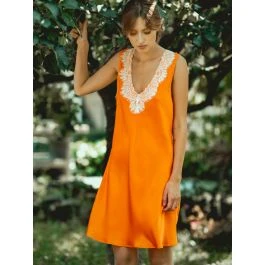 100% Seide Nachthemd LESLIE Mandarine Orange Von Vivis 1 100% Seide Nachthemd LESLIE Mandarine Orange Von Vivis