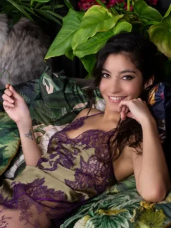 Seide Neglige NYMPHE No. 3 Kurz Bunt Marjolaine -Feine Unterwaesche Geschaft neglige nymphe kaki violet 4nym0103 marjolaine 8 1 1 1