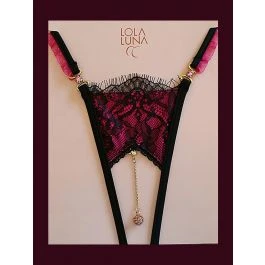 Lola Luna Ouvert String SCARLETT OPEN FUCHSIA Schwarz-pink 1 Lola Luna Ouvert String SCARLETT OPEN FUCHSIA Schwarz-pink